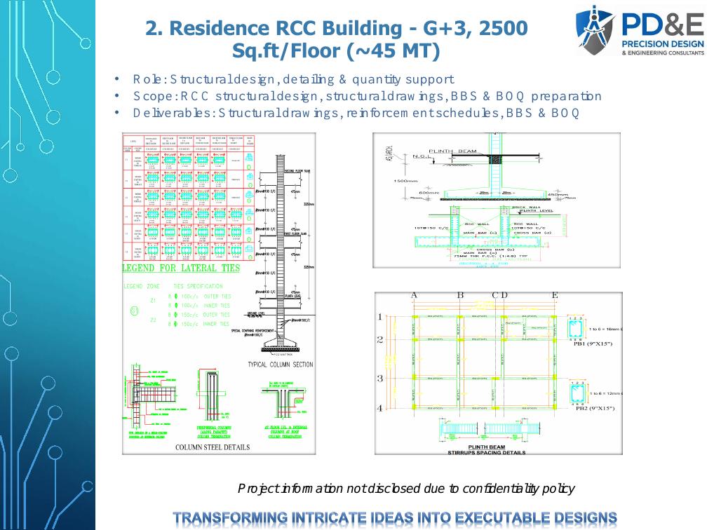 G+3 residence RCC structural design and drawings