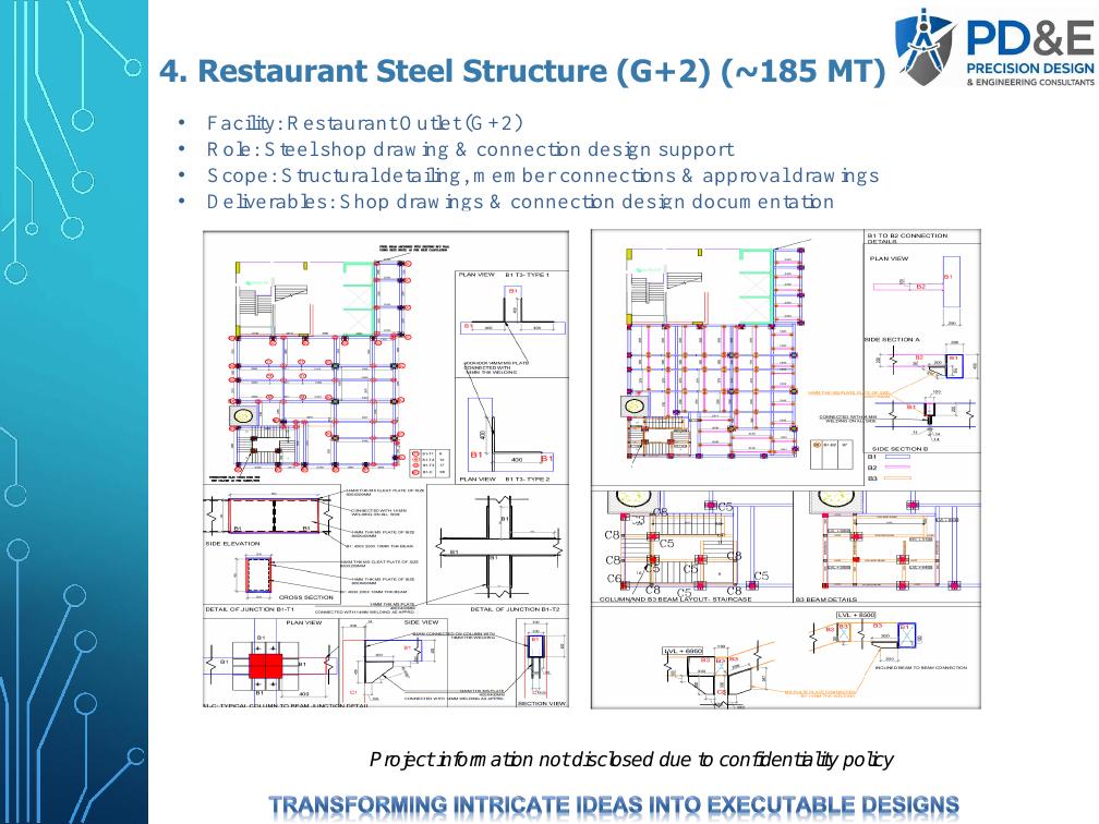 G+2 restaurant steel structure drawings