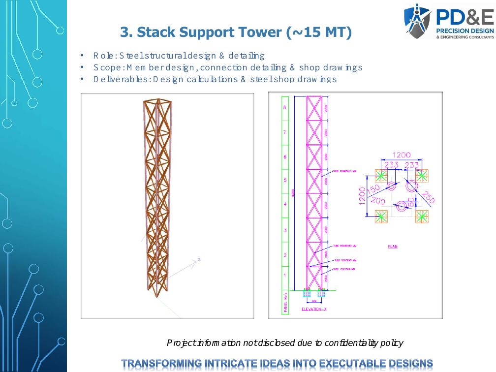 Steel stack support tower analysis and detailing